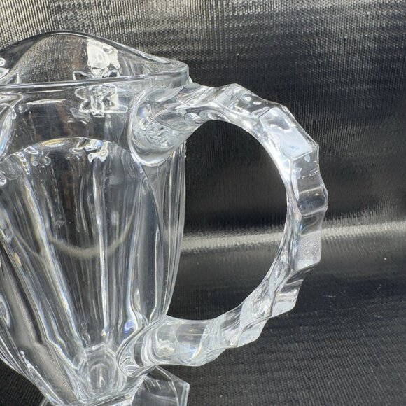 Vintage Clear Thick Heavy Glass Crystal Pitcher Jug Butterfly Dragonfly Pattern - Picture 8 of 14